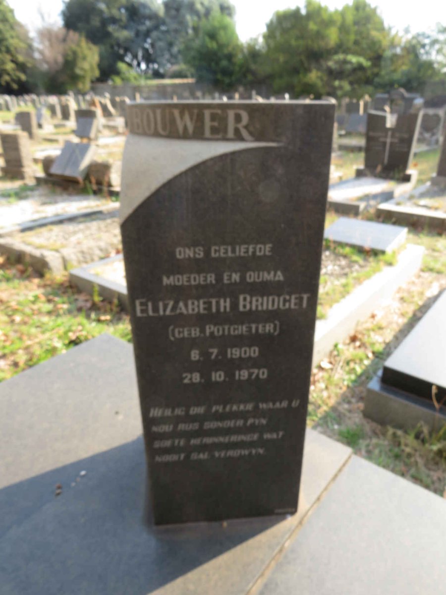 BOUWER Elizabeth Bridget nee POTGIETER 1900-1970