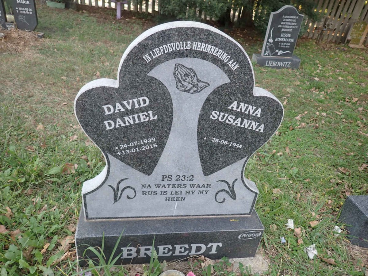 BREEDT David Daniel 1939-2015 &amp; Anna Susanna 1944-