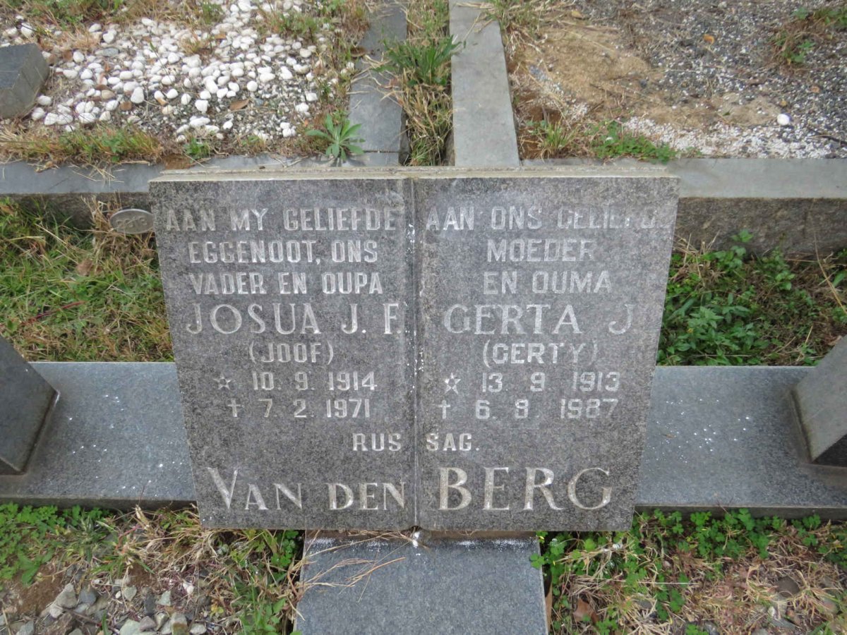 BERG Josua J.F., van den 1914-1971 &amp; Gerta J. 1913-1987