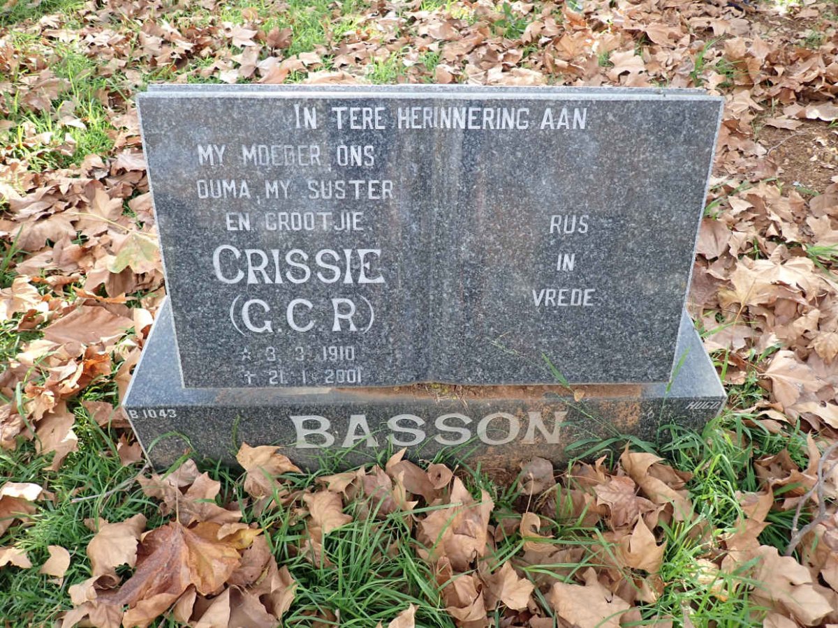 BASSON G.C.R. 1910-2001