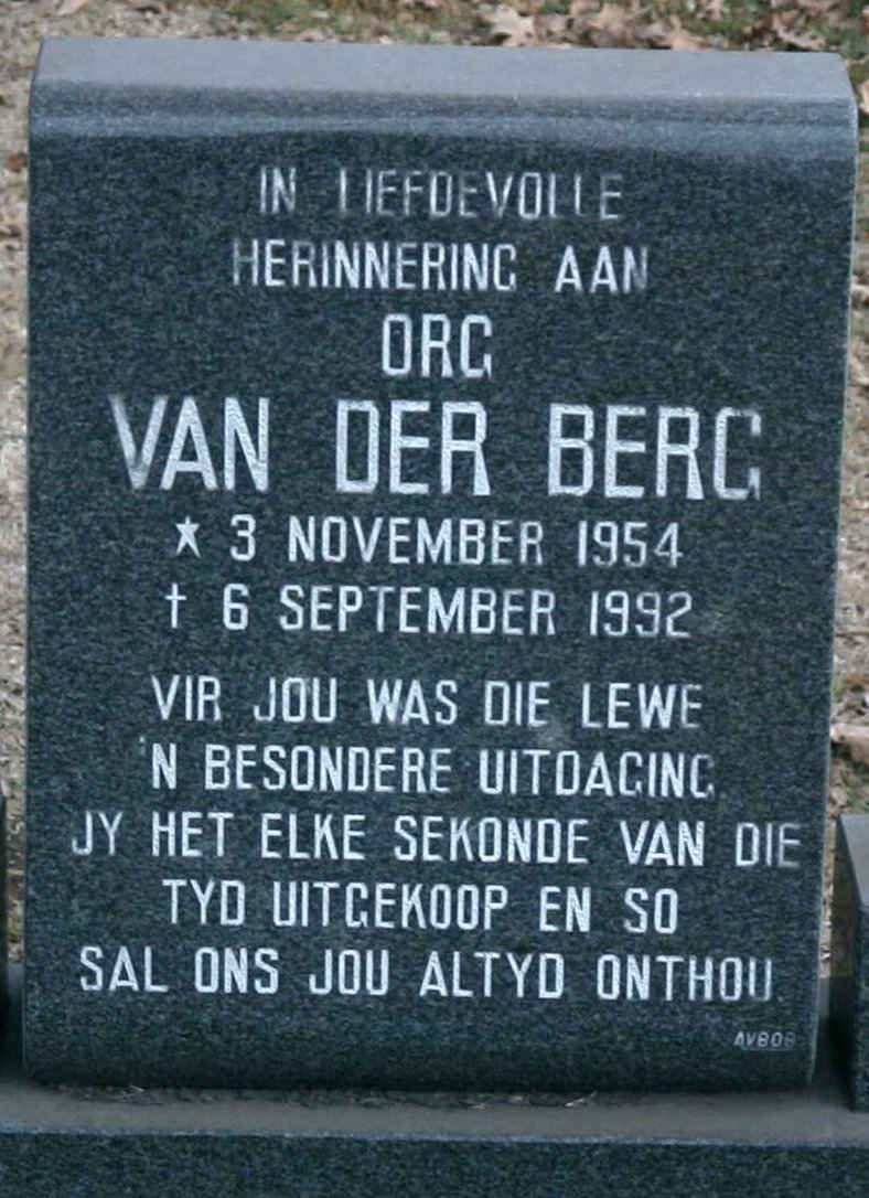 BERG Org, van der 1954-1992