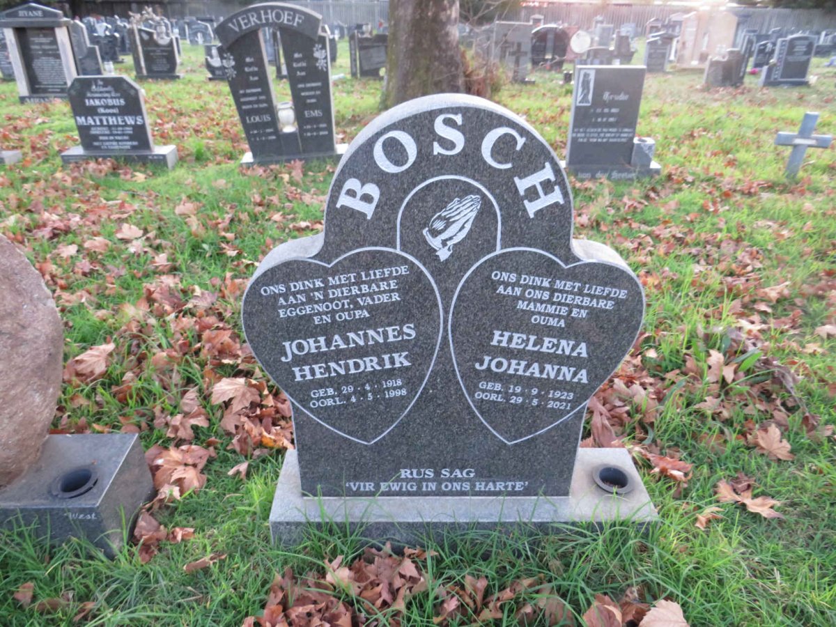 BOSCH Johannes Hendrik 1918-1998 & Helena Johanna 1923-2021