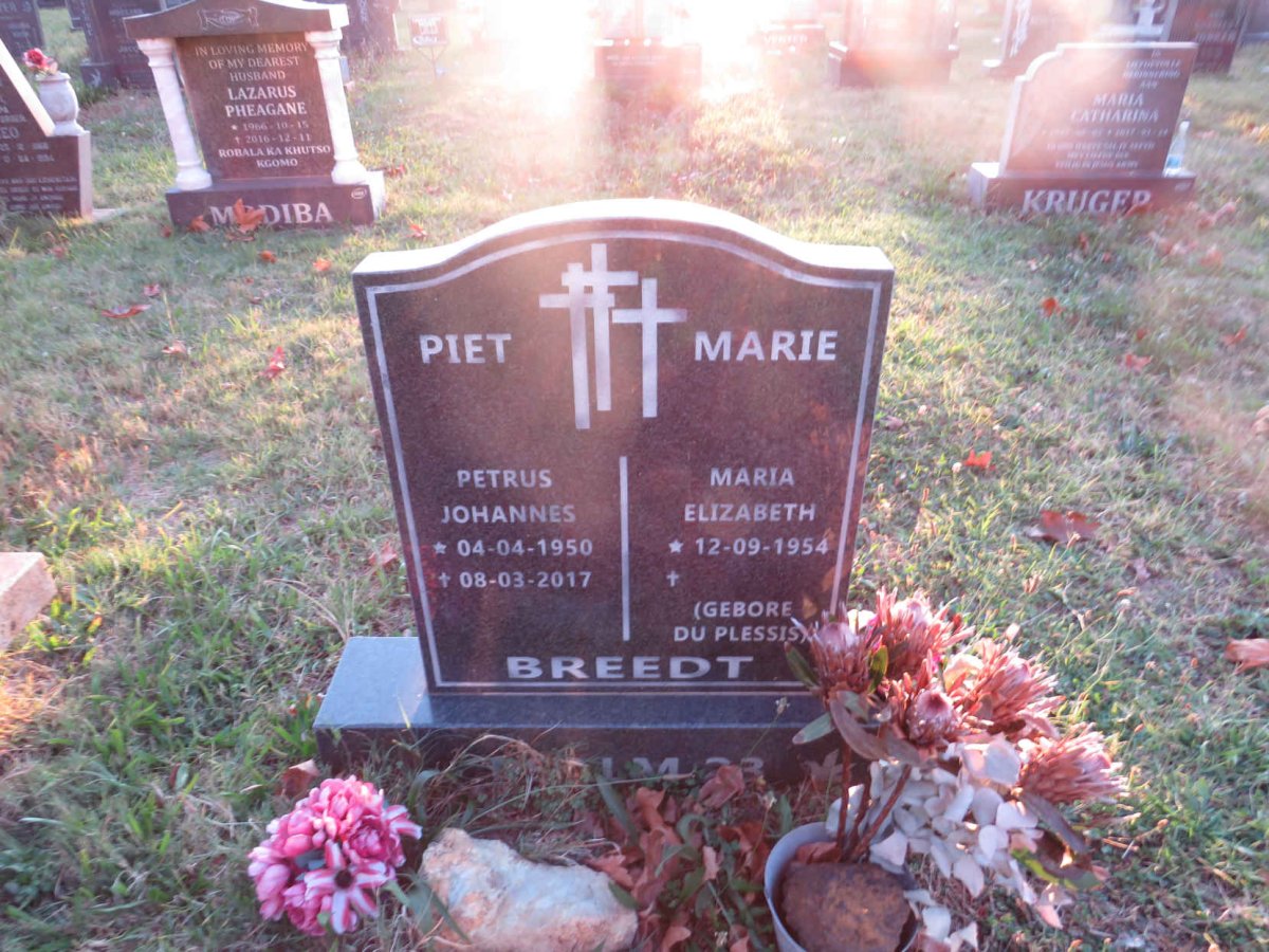 BREEDT Petrus Johannes 1950-2017 &amp; Maria Elizabeth DU PLESSIS 1954-