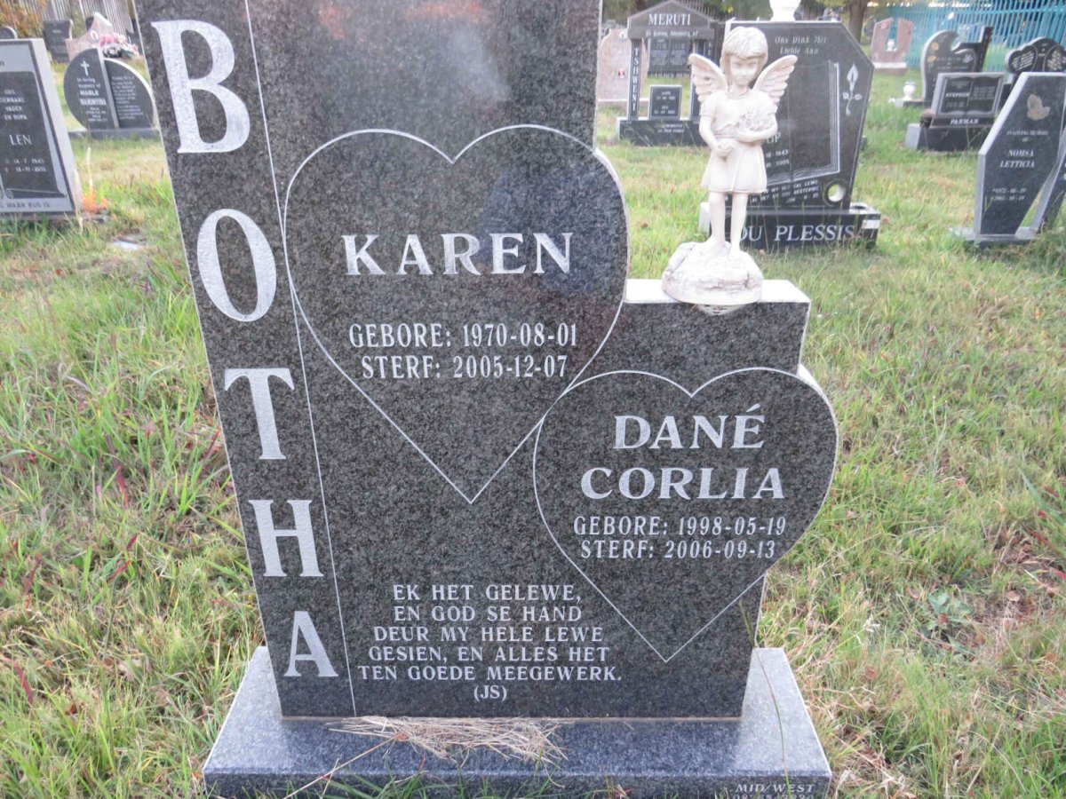 BOTHA Karen 1970-2005 :: BOTHA Dane Corlia 1998-2006