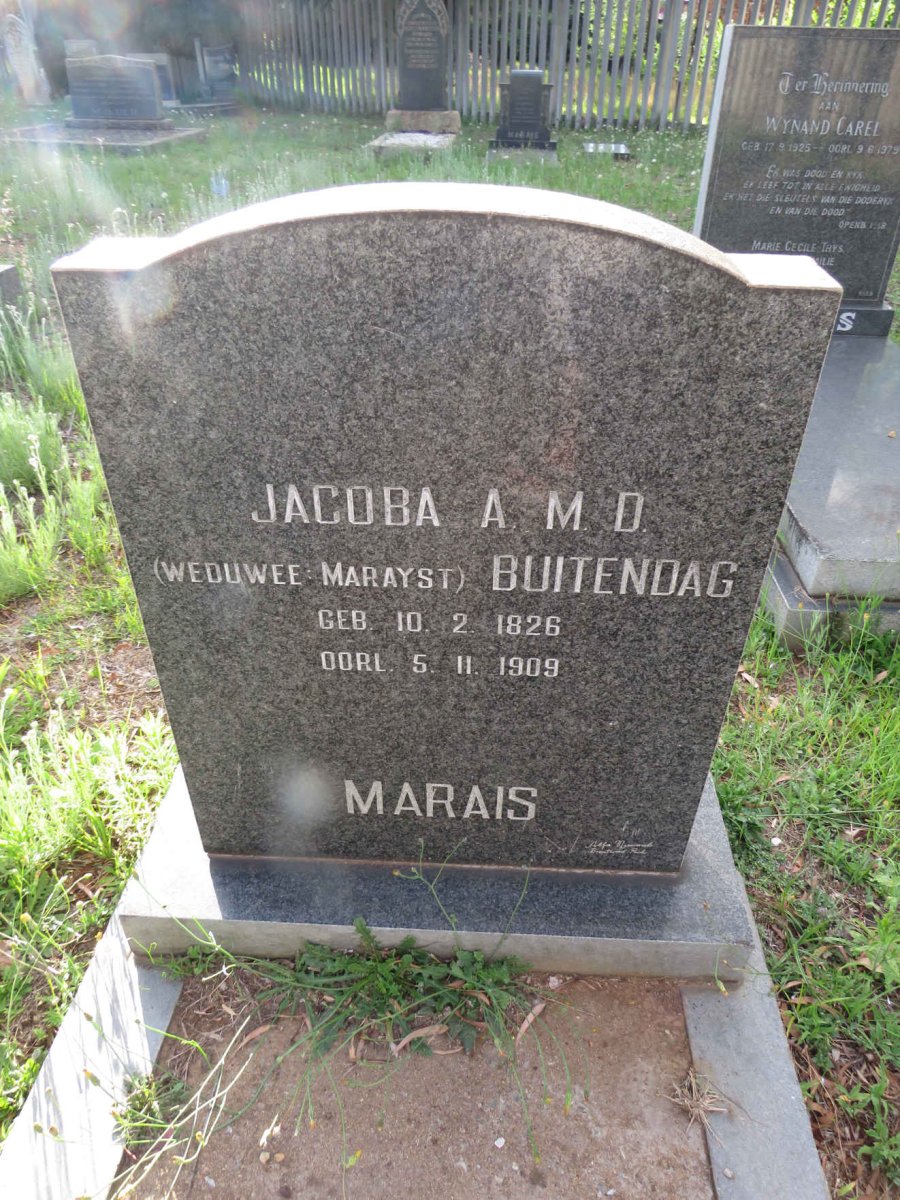 BUITENDAG Jacoba A.M.D. 1826-1909