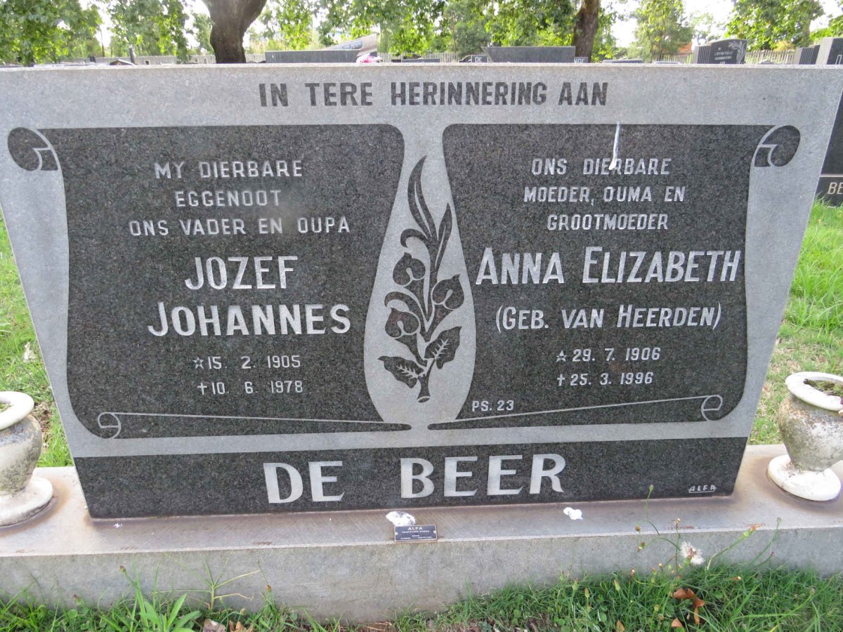 BEER Jozef Johannes, de 1905-1978 &amp; Anna Elizabeth van HEERDEN 1906-1996