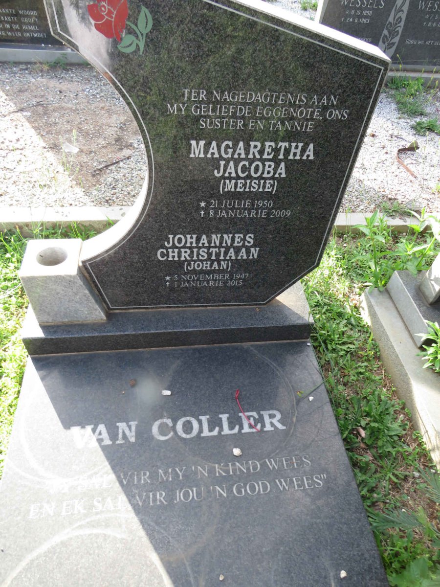 COLLER Johannes Christiaan, van 1947-2015 &amp; Magaretha Jacoba 1950-2009