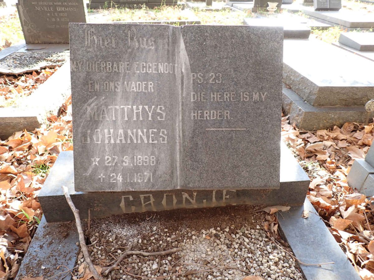 CRONJE Matthys Johannes 1898-1971