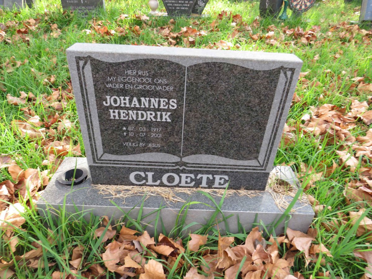 CLOETE Johannes Hendrik 1917-2001