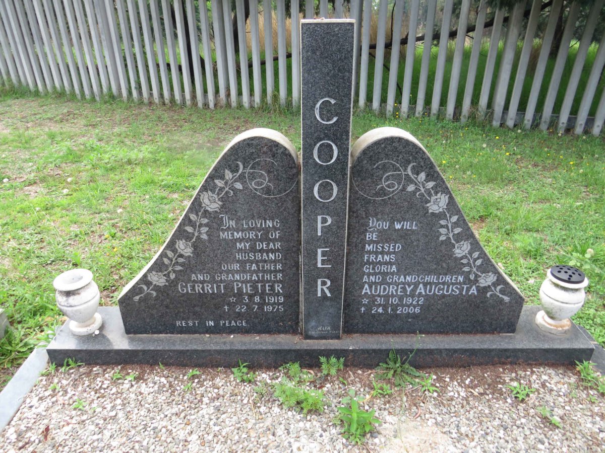 COOPER Gerrit Pieter 1919-1975 &amp; Audrey Augusta 1922-2006