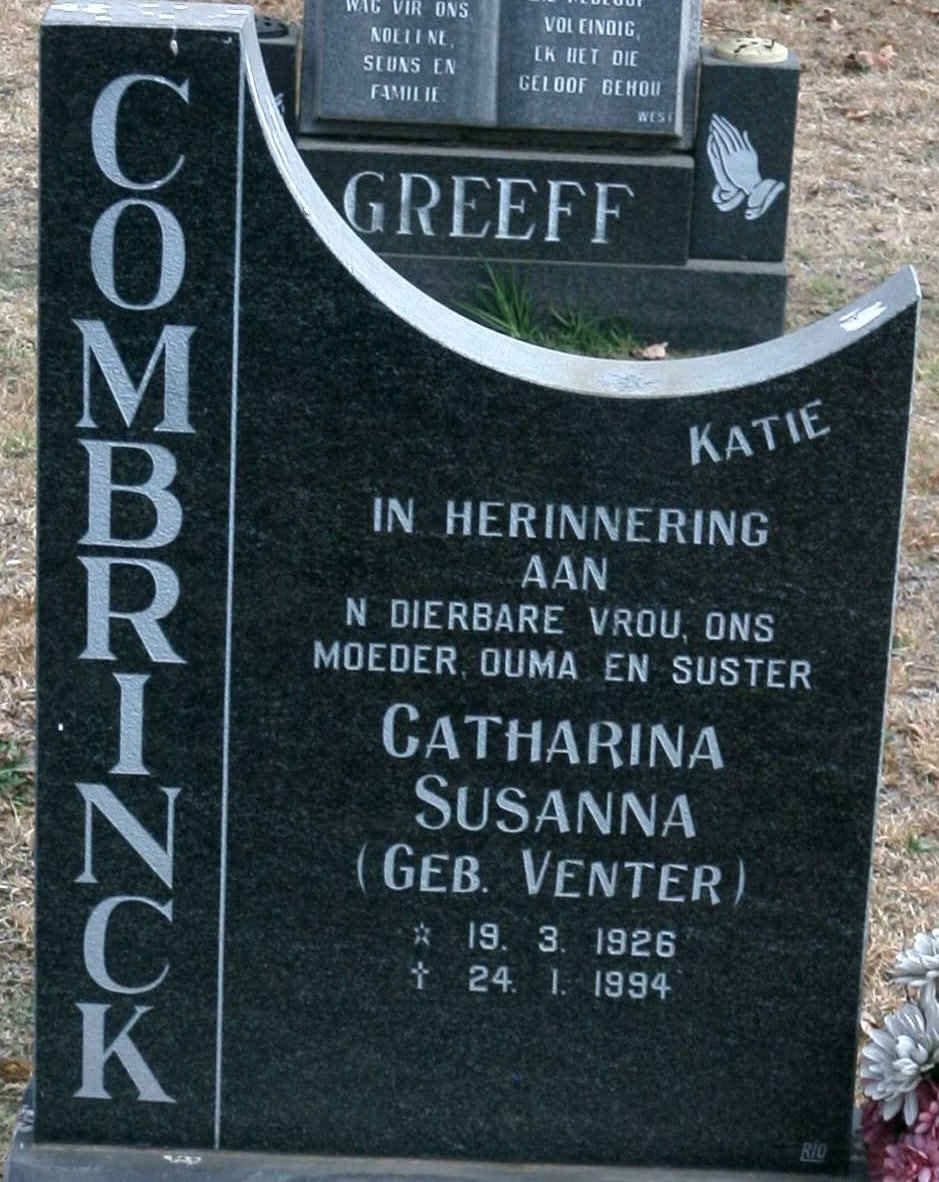 COMBRINCK Catharina Susanna nee VENTER 1926-1994