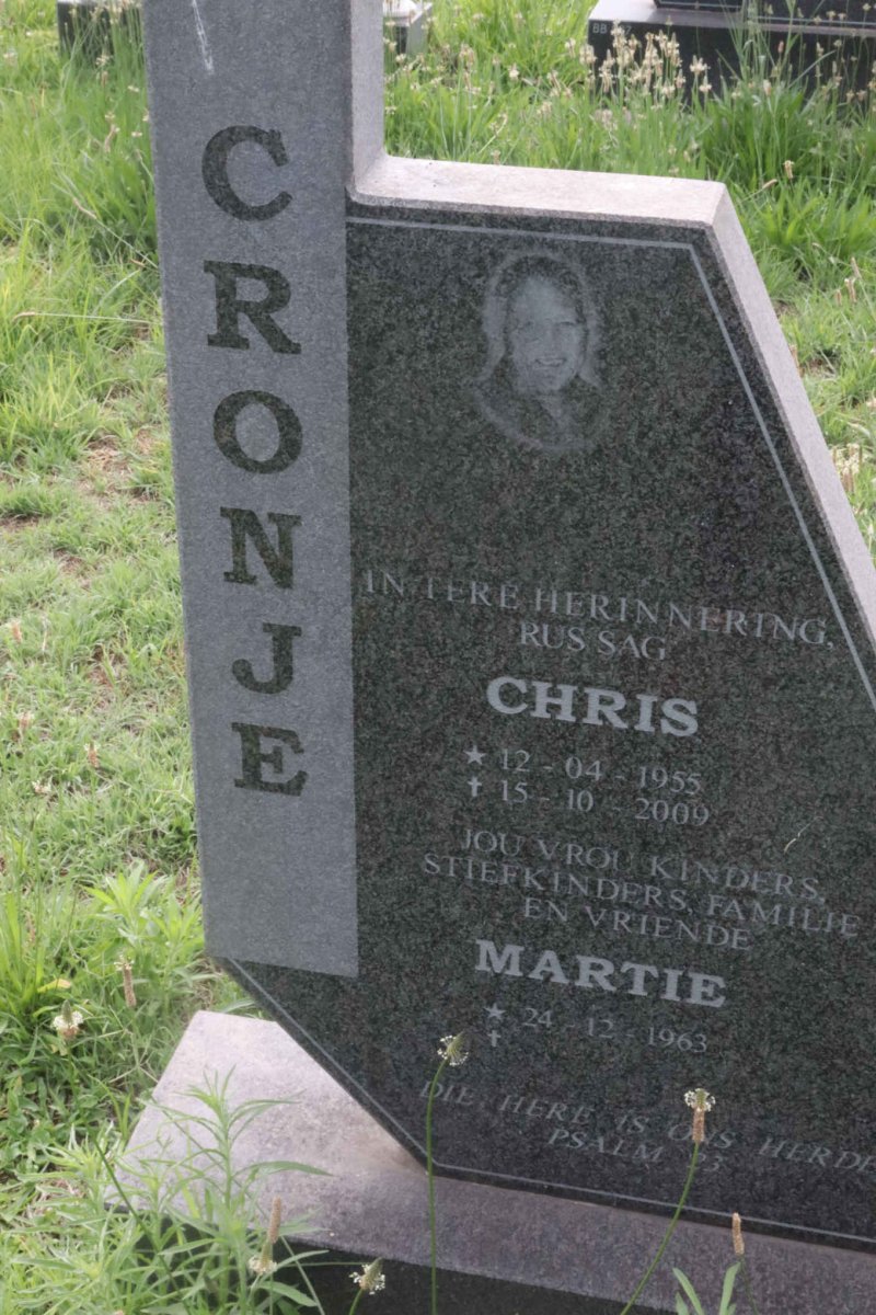 CRONJE Chris 1955-2009 &amp; Martie 1963-