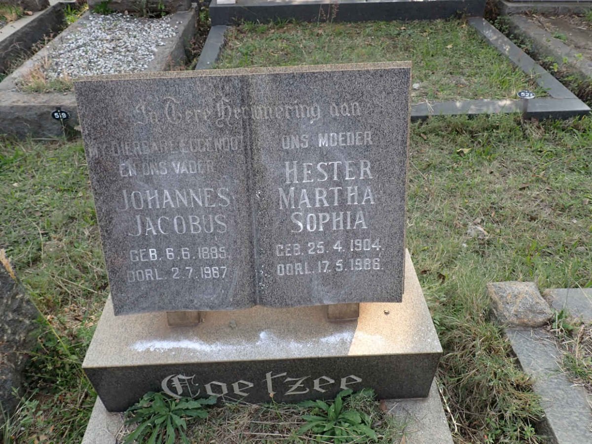 COETZEE Johannes Jacobus 1885-1967 &amp; Hester Martha Sophia 1904-1986