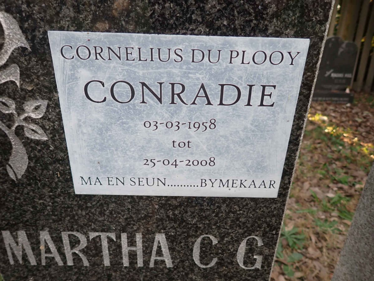 CONRADIE Cornelius du Plooy 1958-2008