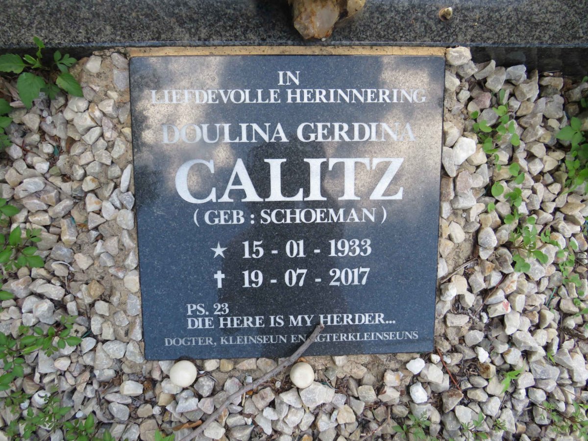 CALITZ Doulina Gerdina nee SCHOEMAN 1933-2017