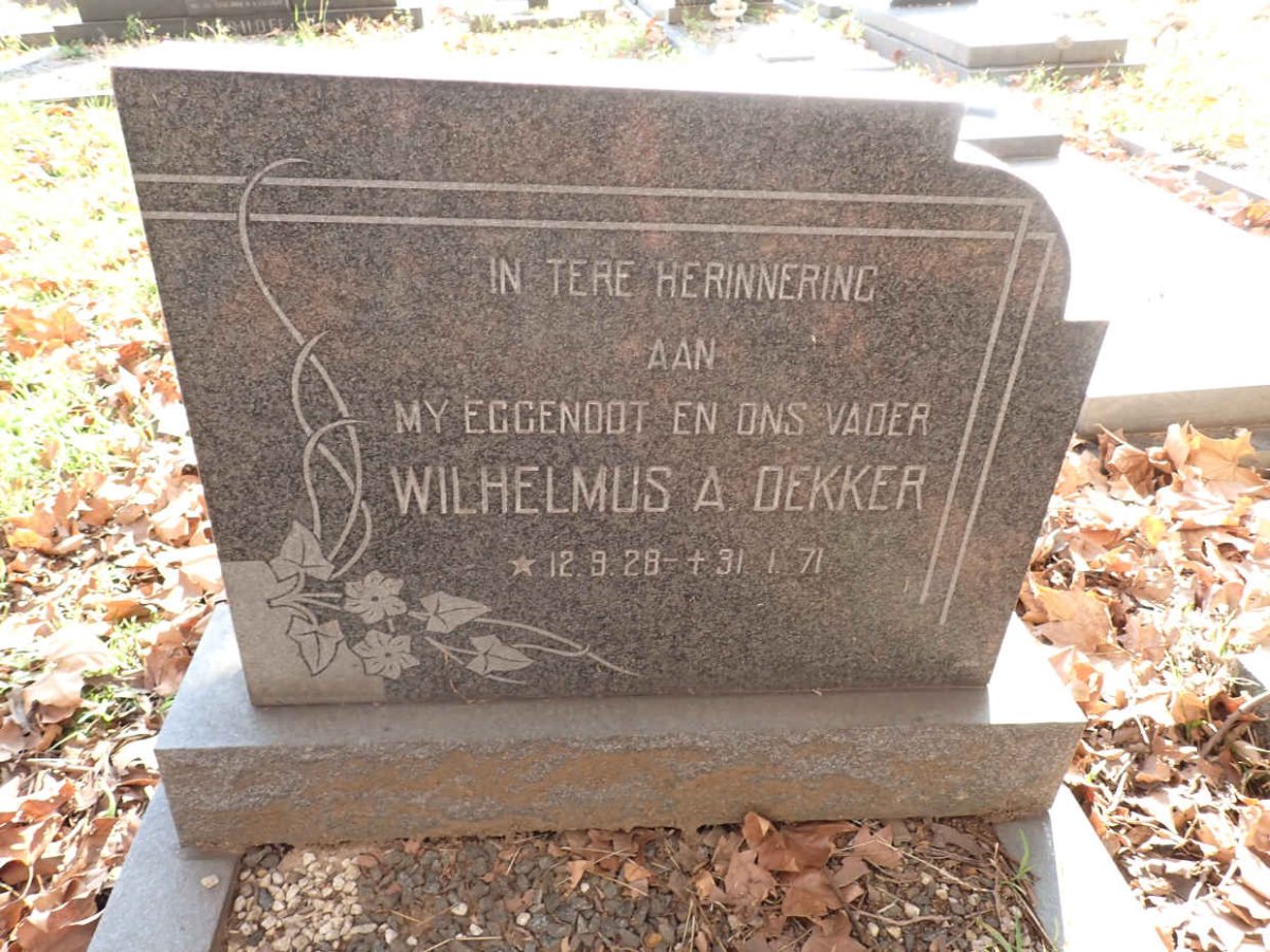 DEKKER Wilhelmus A. 1928-1971