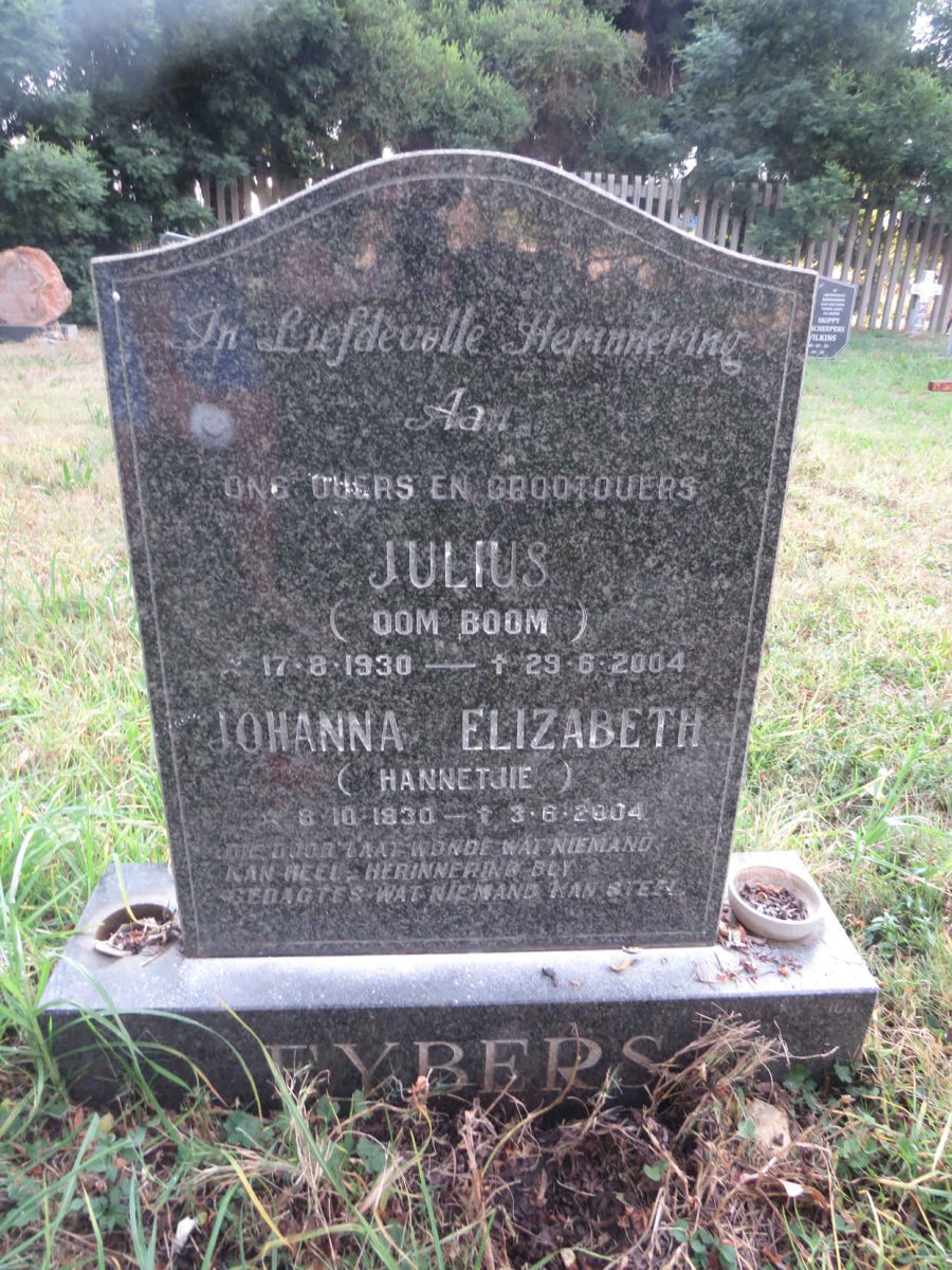 EYBERS Julius 1930-2004 &amp; Johanna Elizabeth 1930-2004