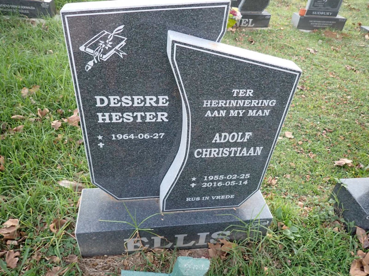 ELLIS Adolf Christiaan 1955-2016 &amp; Desere Hester 1964-