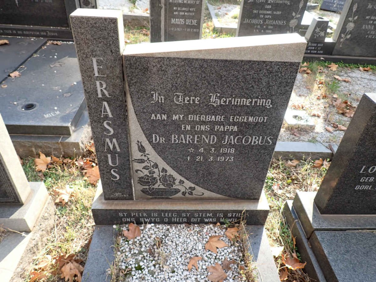 ERASMUS Barend Jacobus 1918-1973