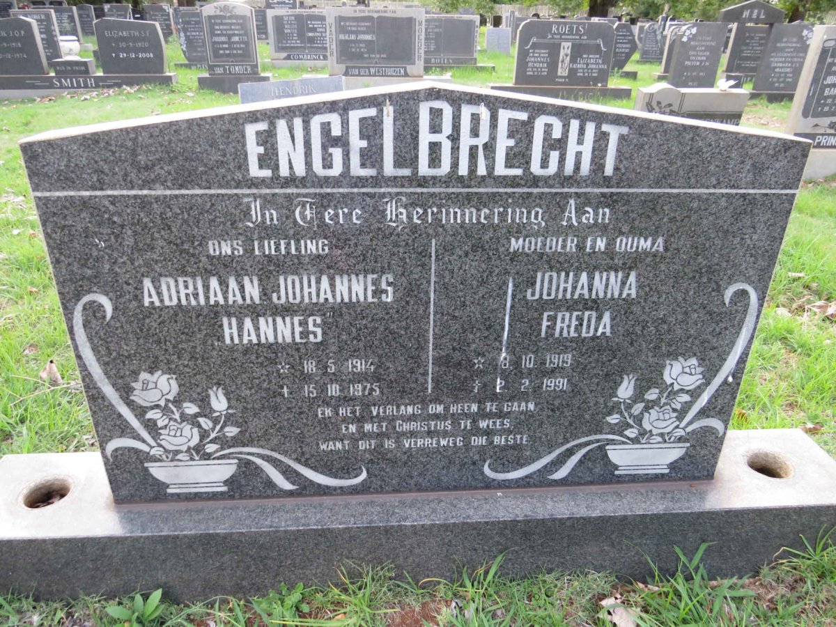ENGELBRECHT Adriaan Johannes 1914-1975 &amp; Johanna Freda 1919-1991