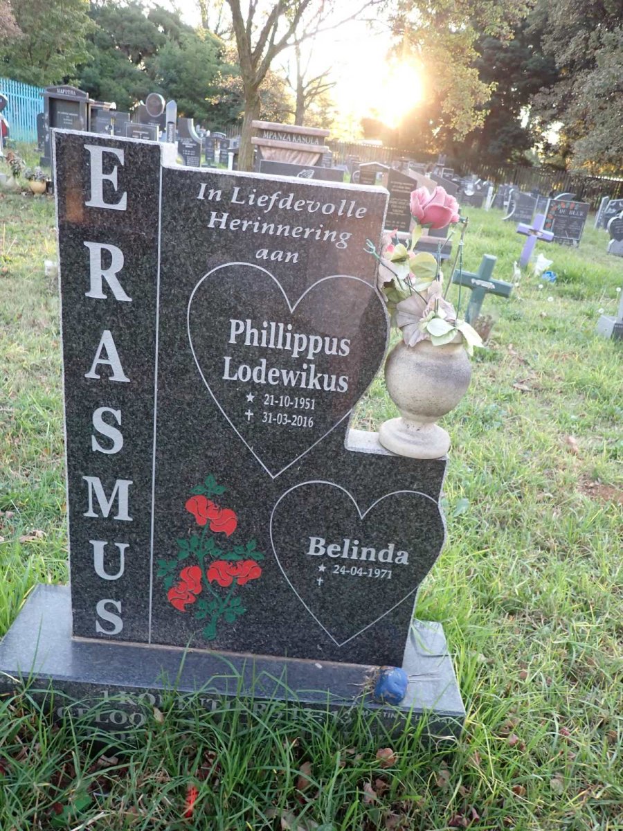 ERASMUS Phillippus Lodewikus 1951-2016 &amp; Belinda 1971-