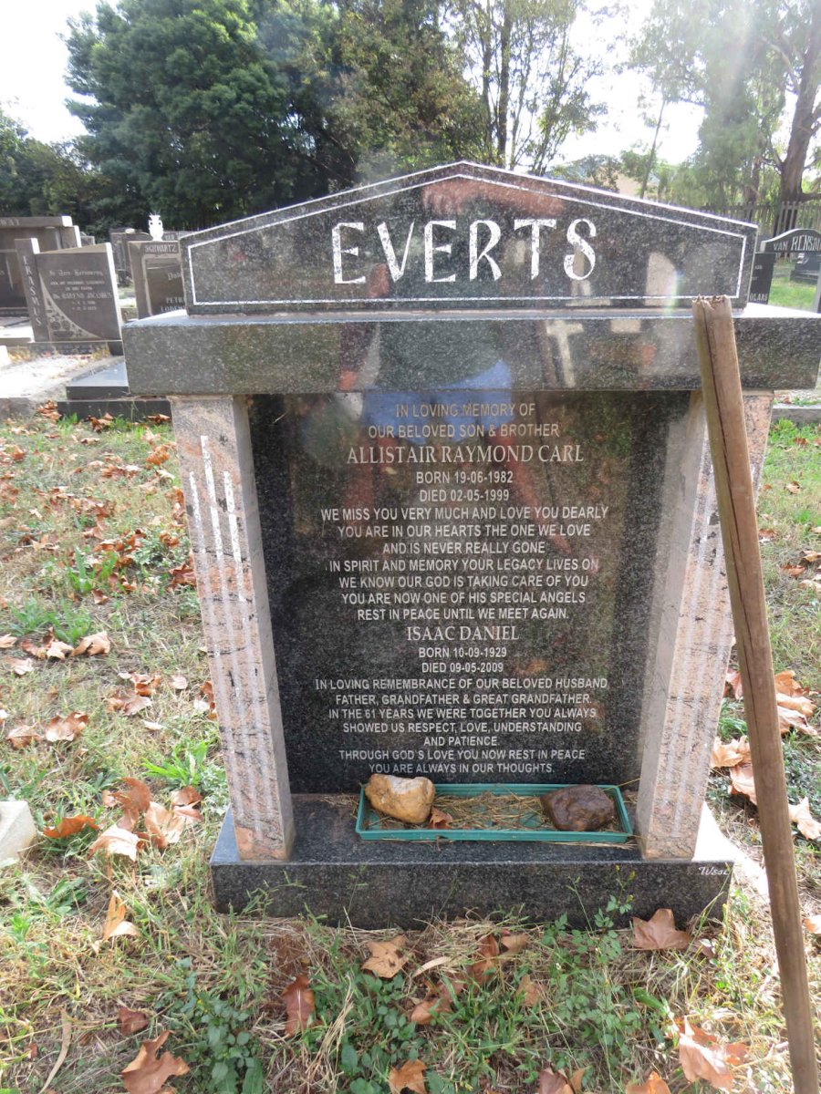 EVERTS Isaac Daniel 1929-2009 :: EVERTS Allistair Raymond Carl 1982-1999