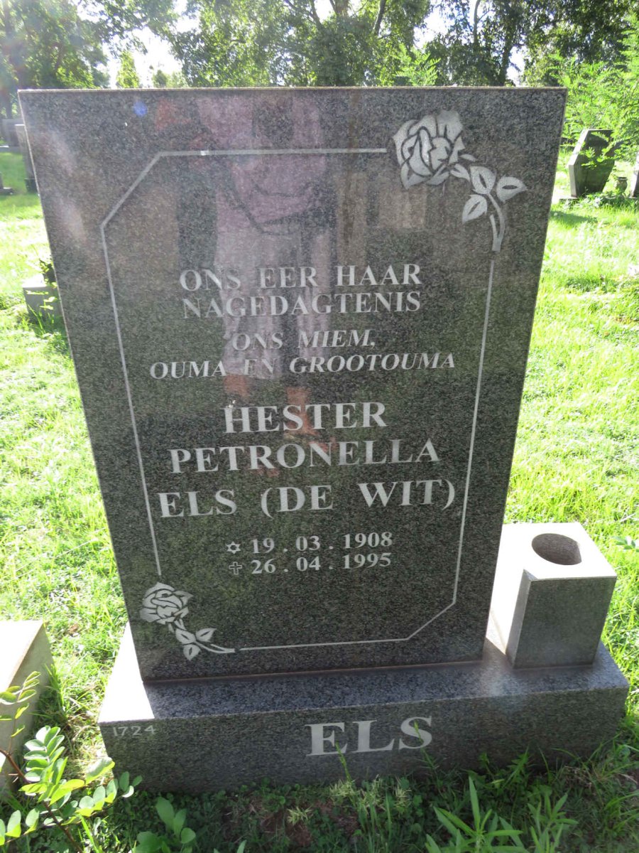 ELS Hester Petronella nee De WIT 1908-1995