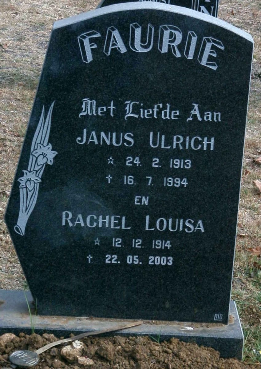 FAURIE Janus Ulrich 1913-1994 &amp; Rachel Louisa 1914-2003