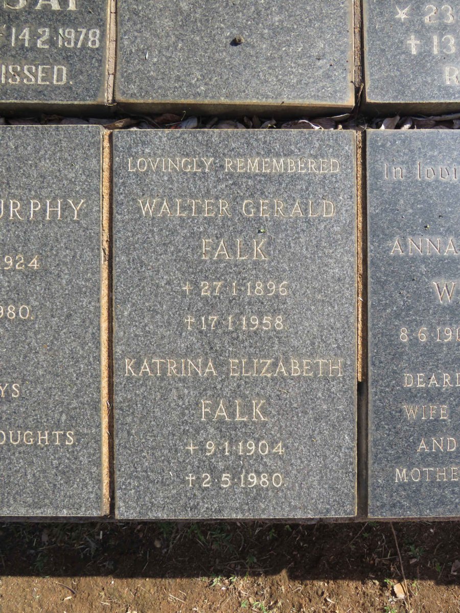 FALK Walter Gerald 1896-1958 &amp; Katrina Elizabeth 1904-1980