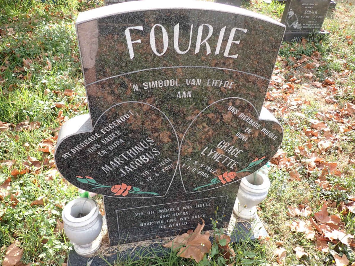 FOURIE Marthinus Jacobus 1951-2001 &amp; Grace Lynette 1957-2005