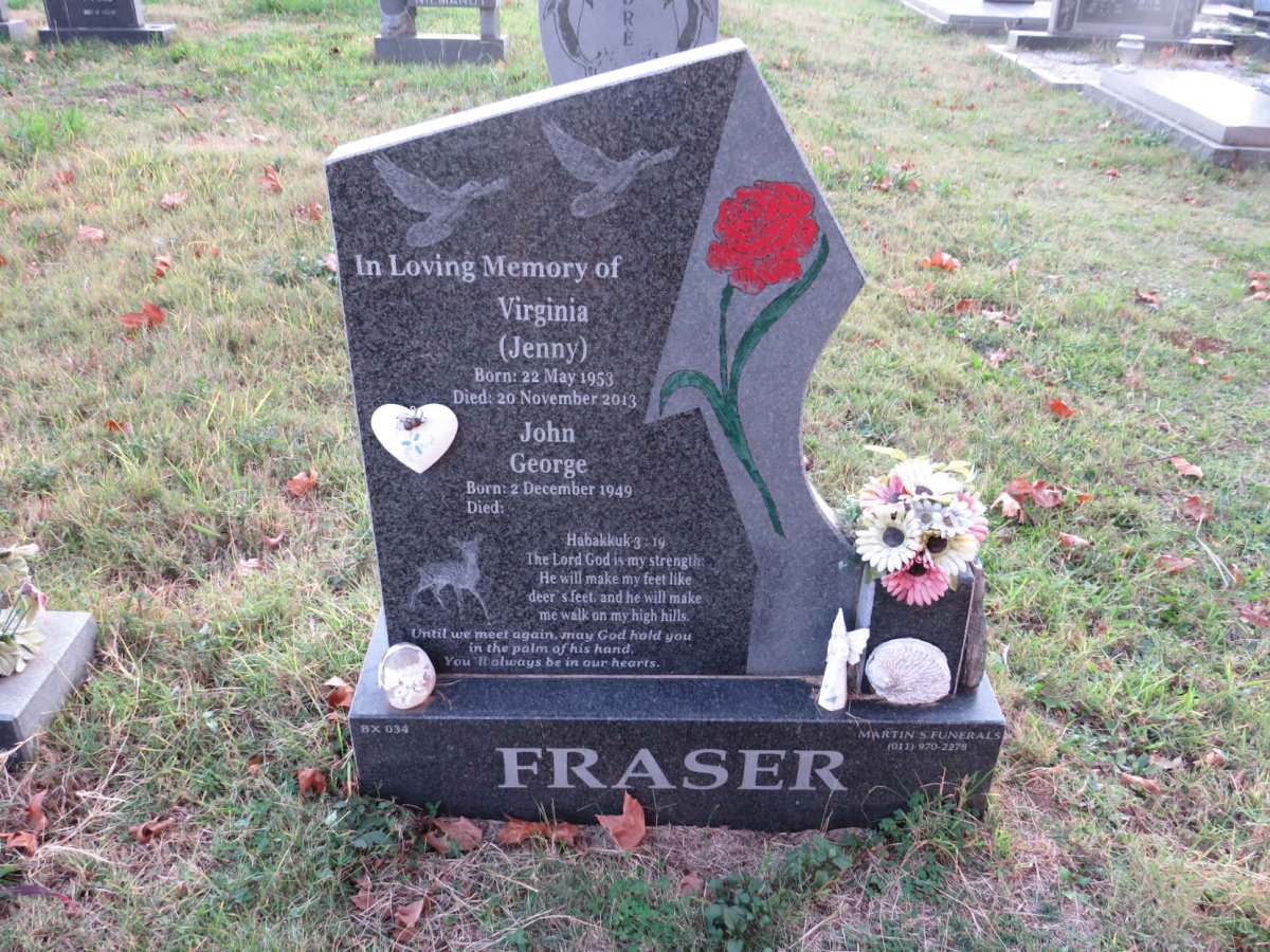 FRASER John George 1949- &amp; Virginia 1953-2013