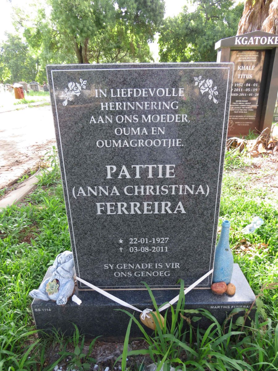 FERREIRA  Anna Christina 1927-2011