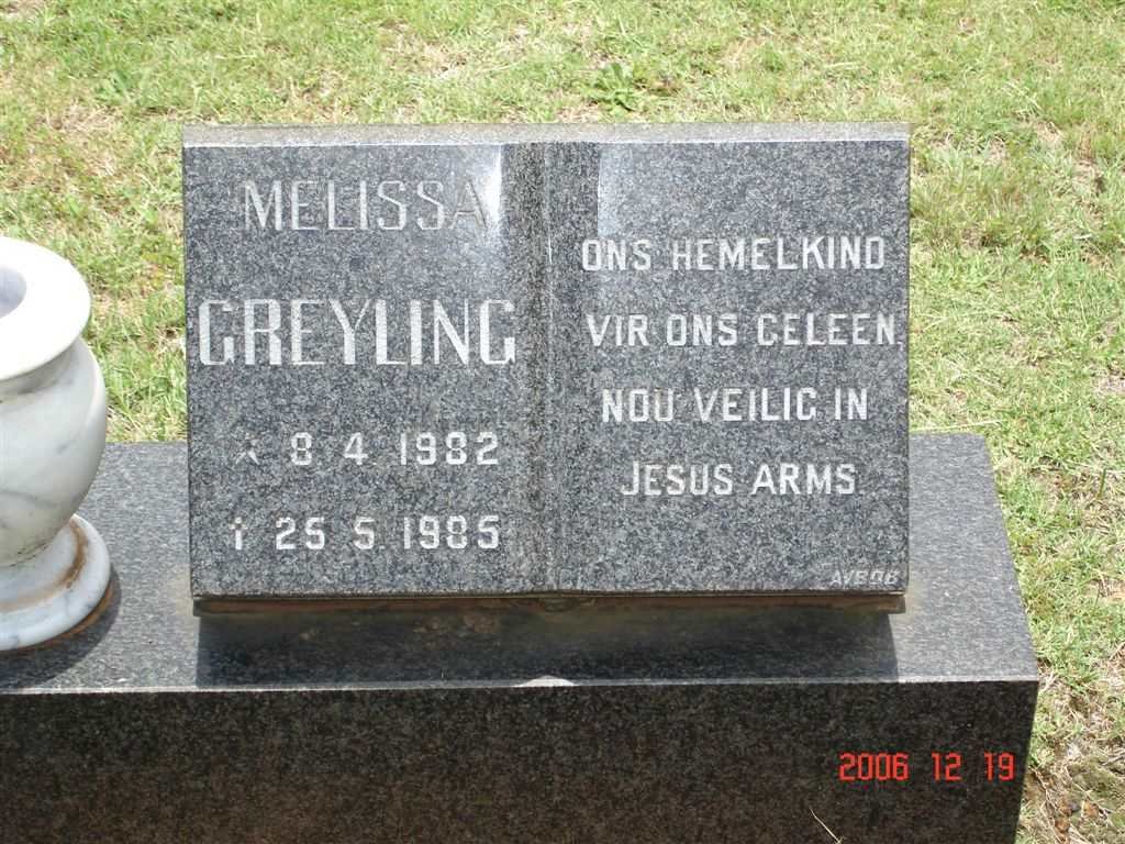 GREYLING Melissa 1982-1985