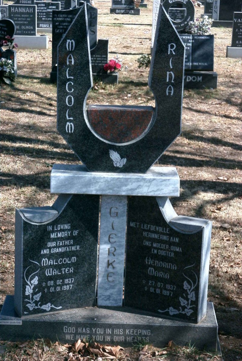 GIERKE Malcolm Walter 1937-1997 &amp; Hendrina Maria 1937-1997
