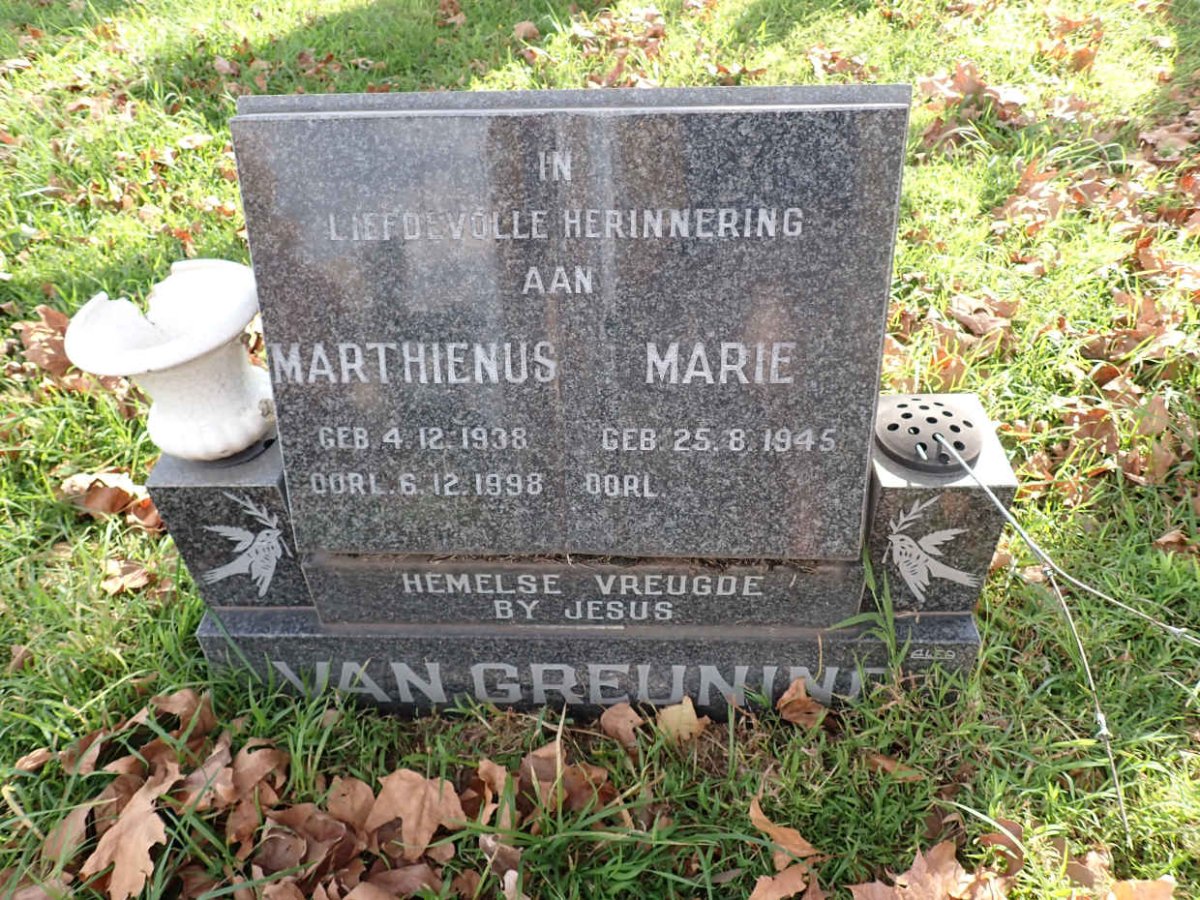 GREUNING Marthienus, van 1938-1998 &amp; Marie 1945-