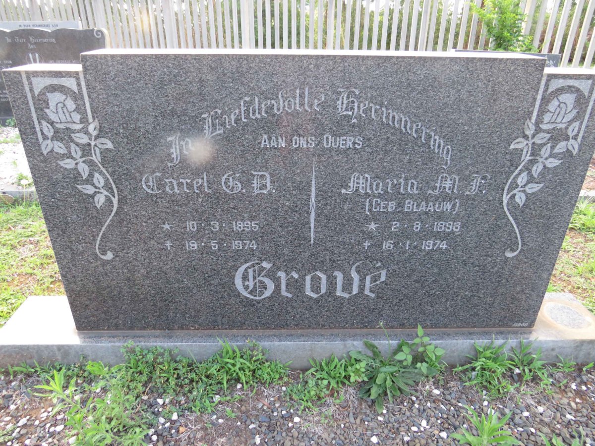 GROVÉ Carel G.D. 1895-1974 &amp; Marta M. F. nee BLAUW 1898-1974