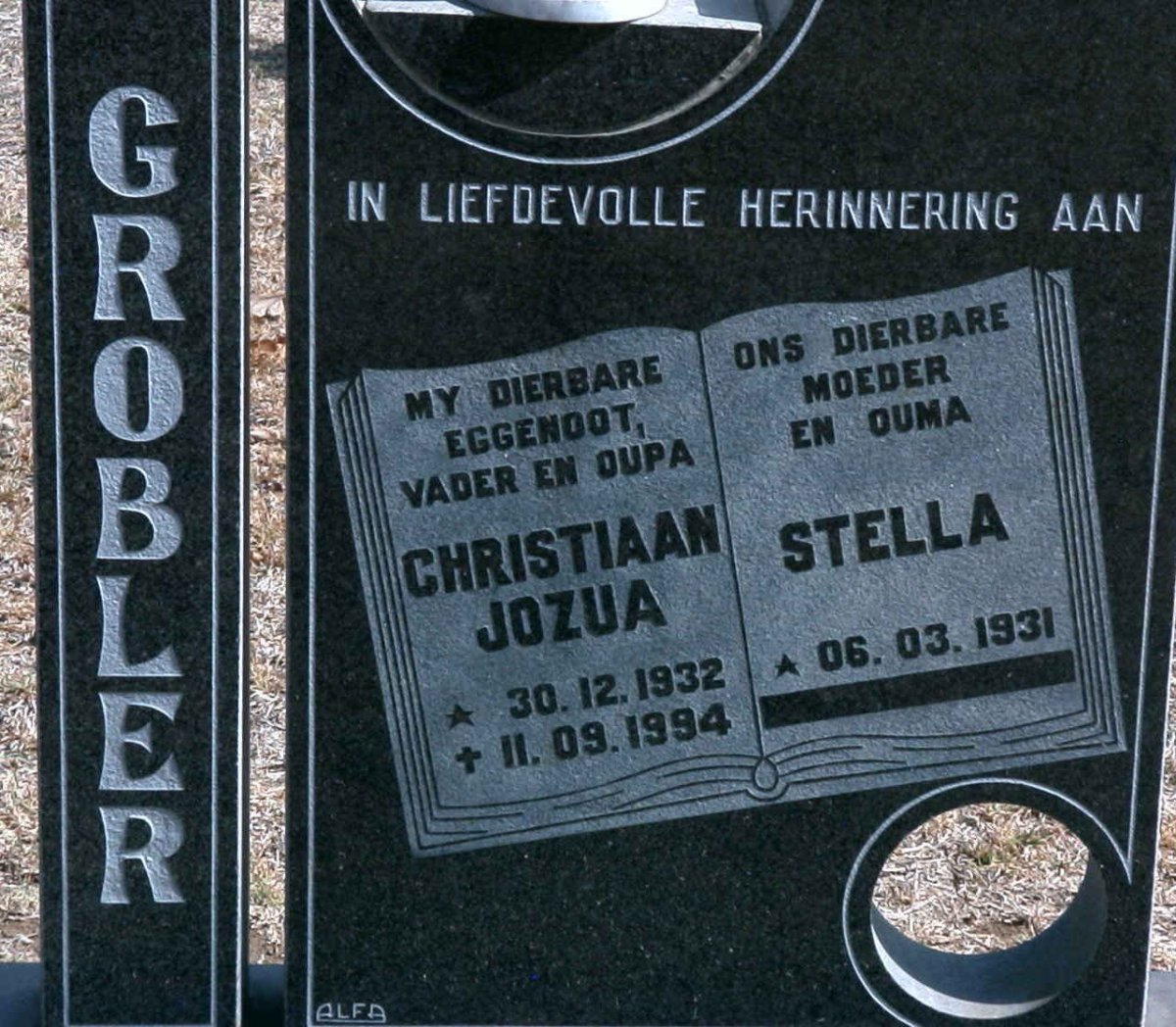 GROBLER Christiaan Jozua 1932-1994 &amp; Stella 1931-