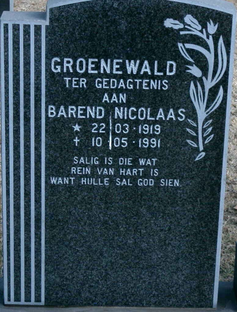 GROENEWALD Barend Nicolaas 1919-1991