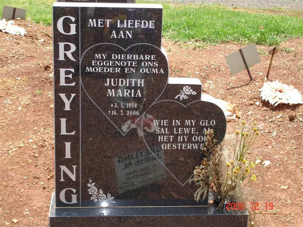 GREYLING Judith Maria 1954-2006