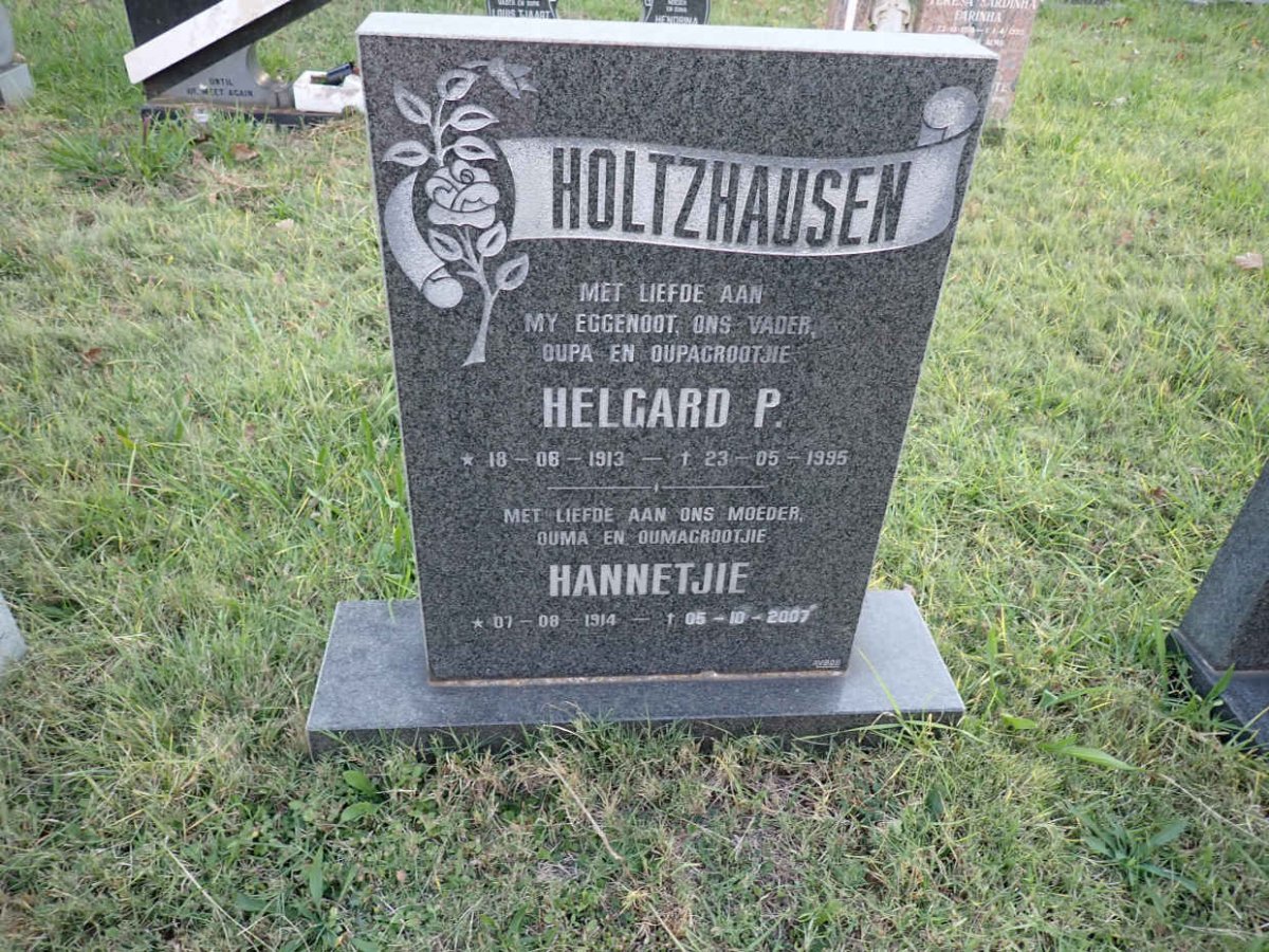 HOLTZHAUSEN Helgard P. 1913-1995 &amp; Hannetjie 1914-2007