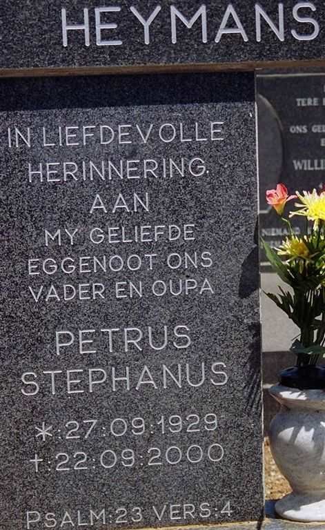 HEYMANS Petrus Stephanus 1929-2000