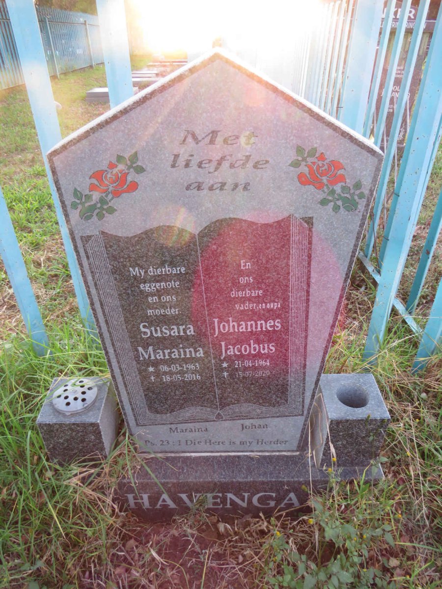 HAVENGA Johannes Jacobus 1964-2020 &amp; Susara Maraina 1963-2016