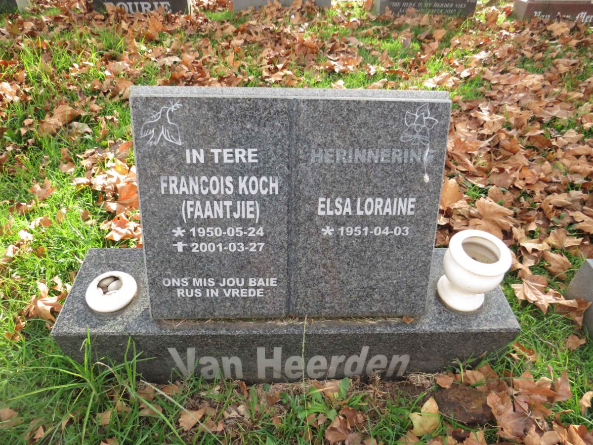 HEERDEN Francois Koch, van 1950-2001 &amp; Elsa Loraine 1951-