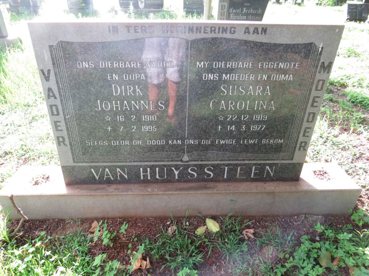 HUYSSTEEN Dirk Johannes, van 1910-1995 &amp; Susara Carolina 1919-1977