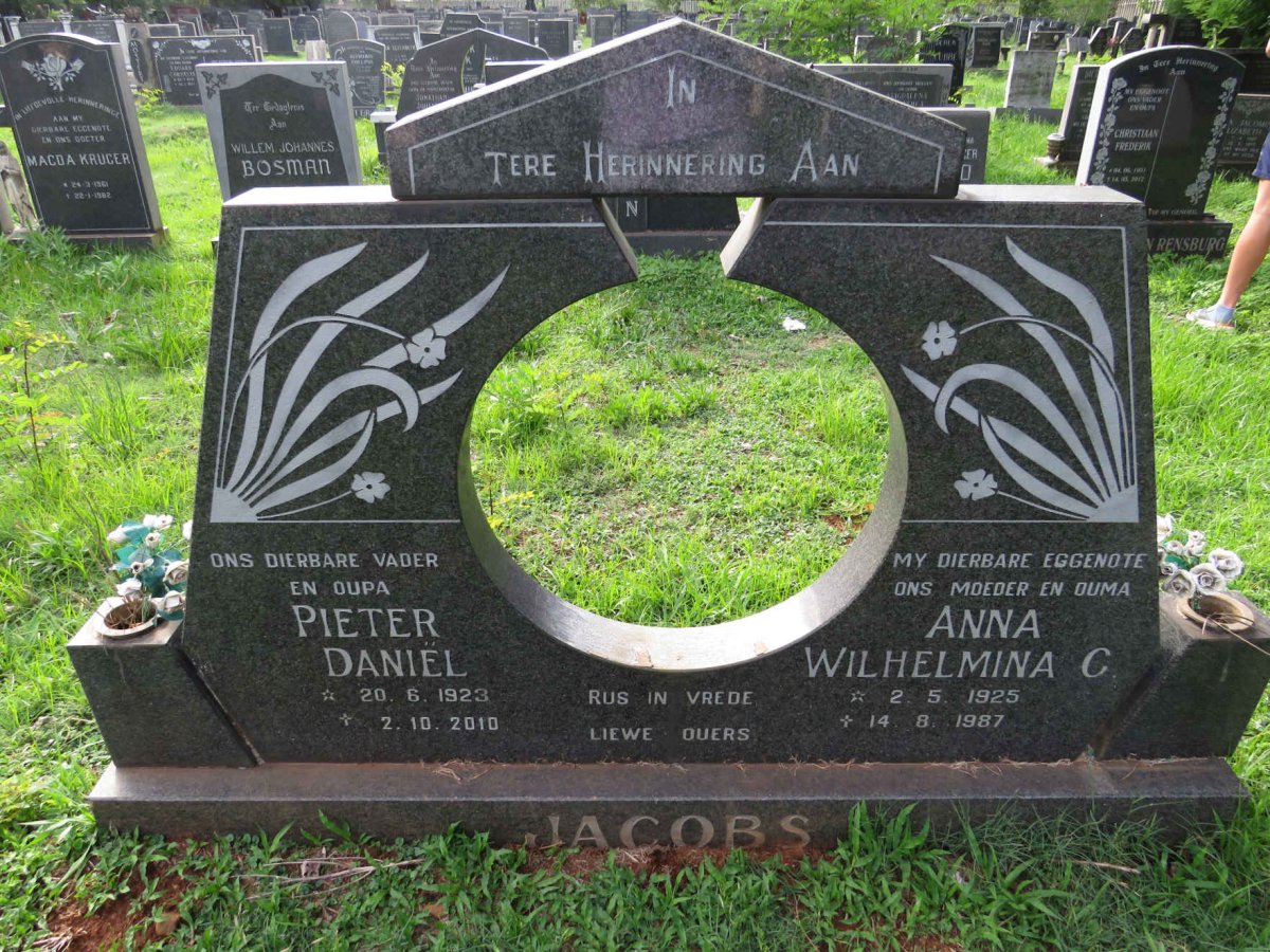 JACOBS Pieter Daniël 1923-2010 &amp; Anna Wilhelmina C. 1925-1987