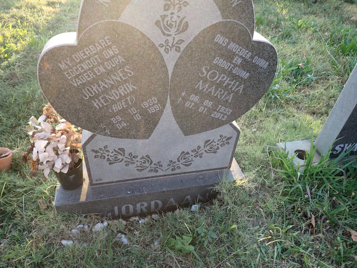 JORDAAN Johannes Hendrik 1930-1991 &amp; Sophia Maria 1933-2013
