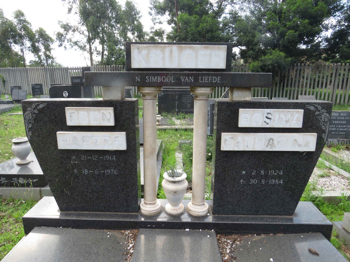 KRUGER Eben Haezer 1914-1976 &amp; Rosina Catharina 1924-1984