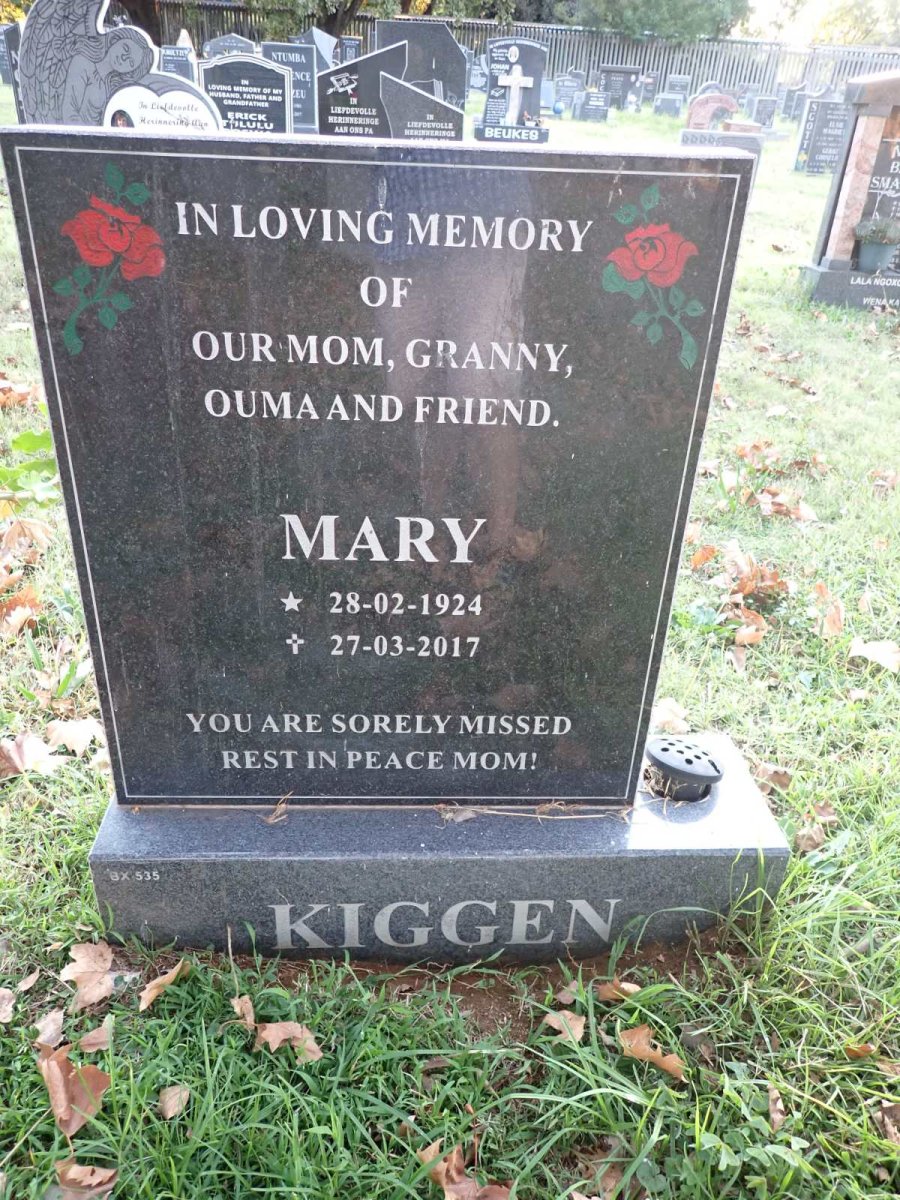 KIGGEN Mary 1924-2017