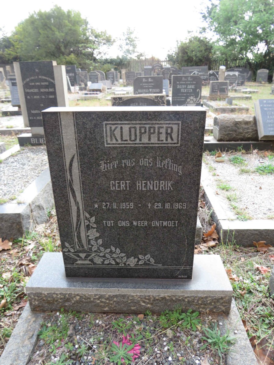 KLOPPER Gert Hendrik 1959-1969