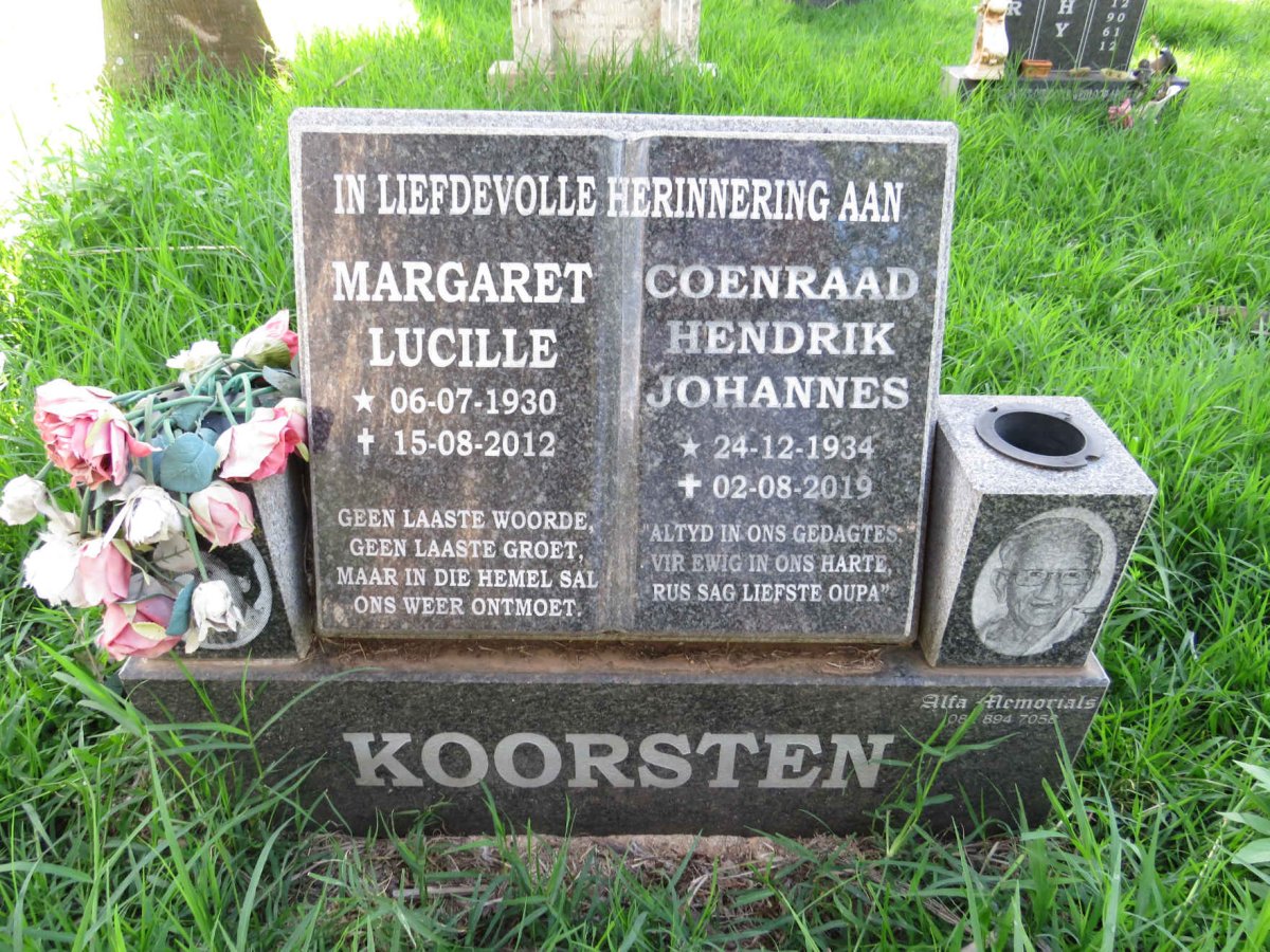 KOORSTEN Coenraad Hendrik Johannes 1934-2019 &amp; Margaret Lucille 1930-2012